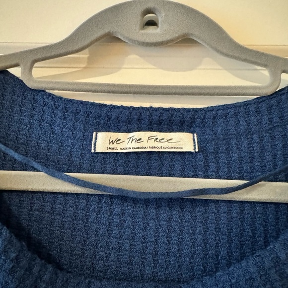 Free People We the Free North Shore Thermal Tunic Blue Waffle Long Sleeve Small - Picture 2 of 3